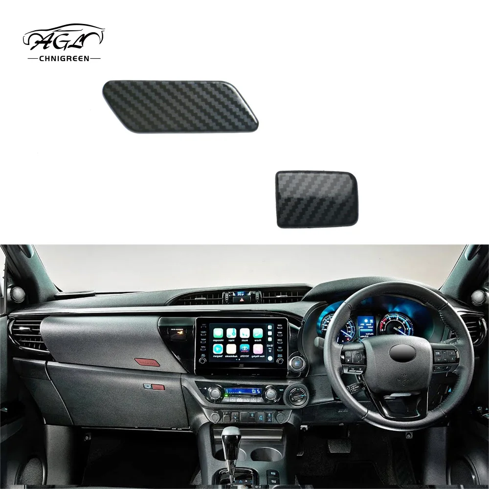 2pcs ABS Carbon Fiber Color Glove Box Handle Cover Trim for Toyota Hilux Revo Rocco Conquest 2015-2020