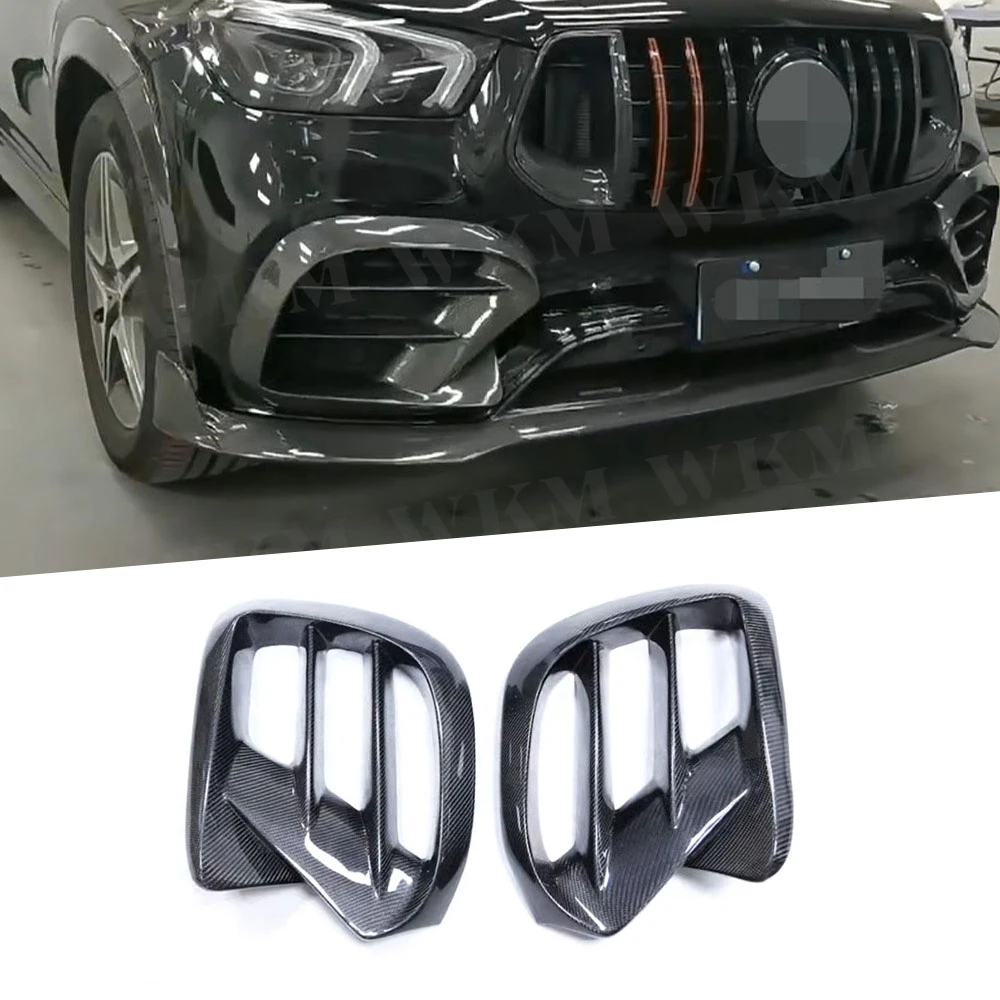 Real Carbon Fiber FRP Front Bumper Air Vent Outlet For Benz GLE Class C167 GLE350 GLE53 AMG Sport Coupe 2020-2023 Car Part Trims