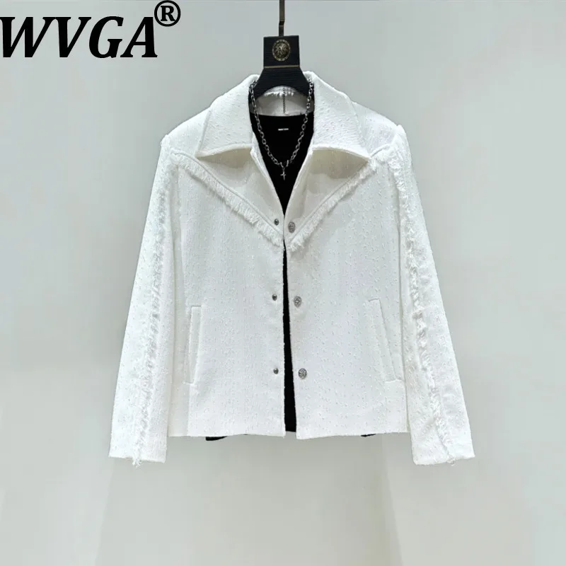 

WVGA Spring Autumn New Man High-End Chic Button White Short Jacket Stylish Korean Style Padded Shoulders Casual Trend Ins W12084