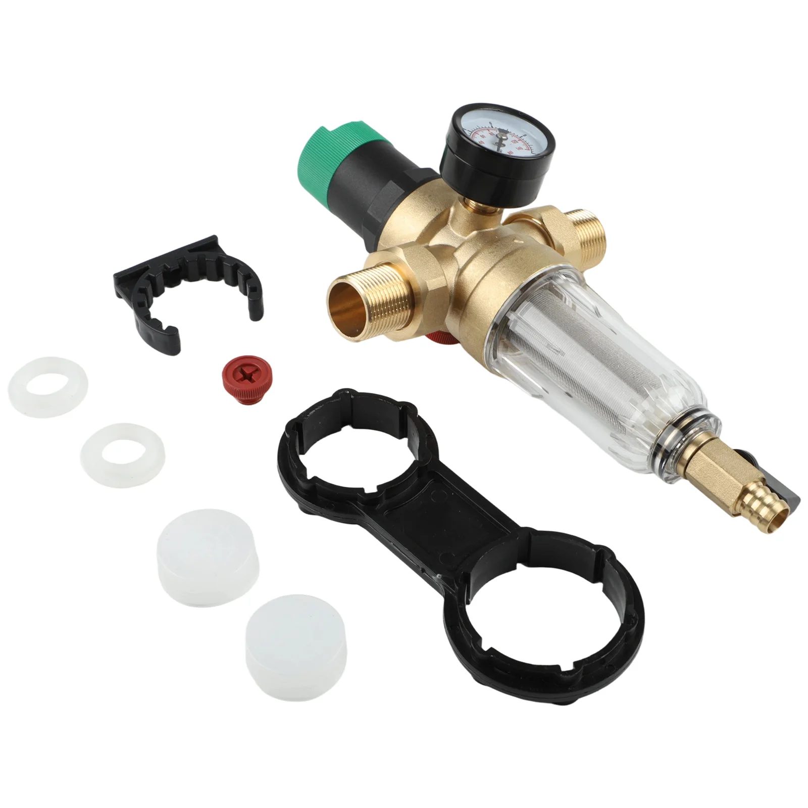 Robust 1X34 Inch Water Pressure Regulator & Sediment Filter Brass Body and 40 Micrometre Steel Screen for Pure Water Supply