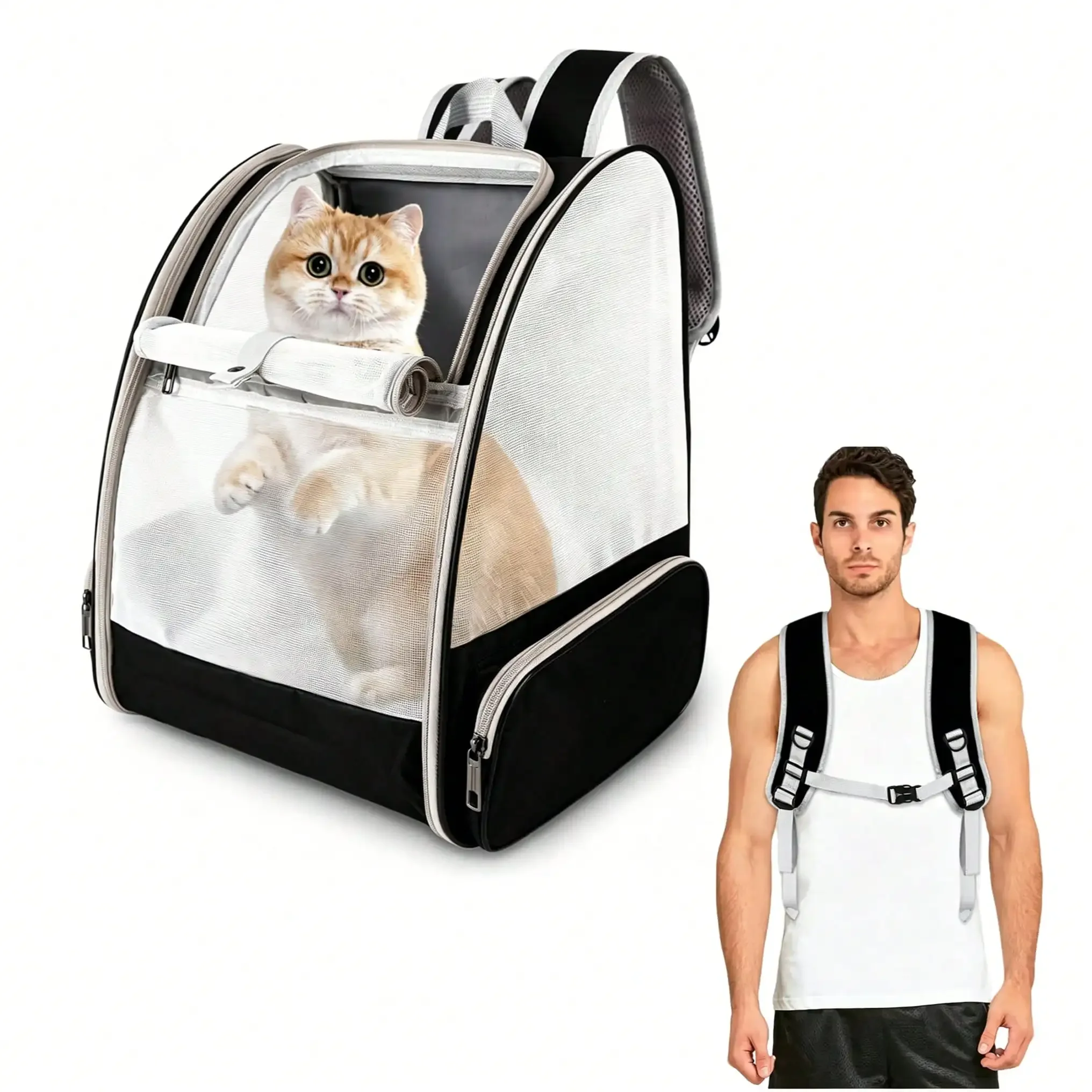 

Cat Backpack Pet Carrier, Suitable For Small Dogs, Cats, Rabbits, Approved By Airlines, Breathable Mesh Design