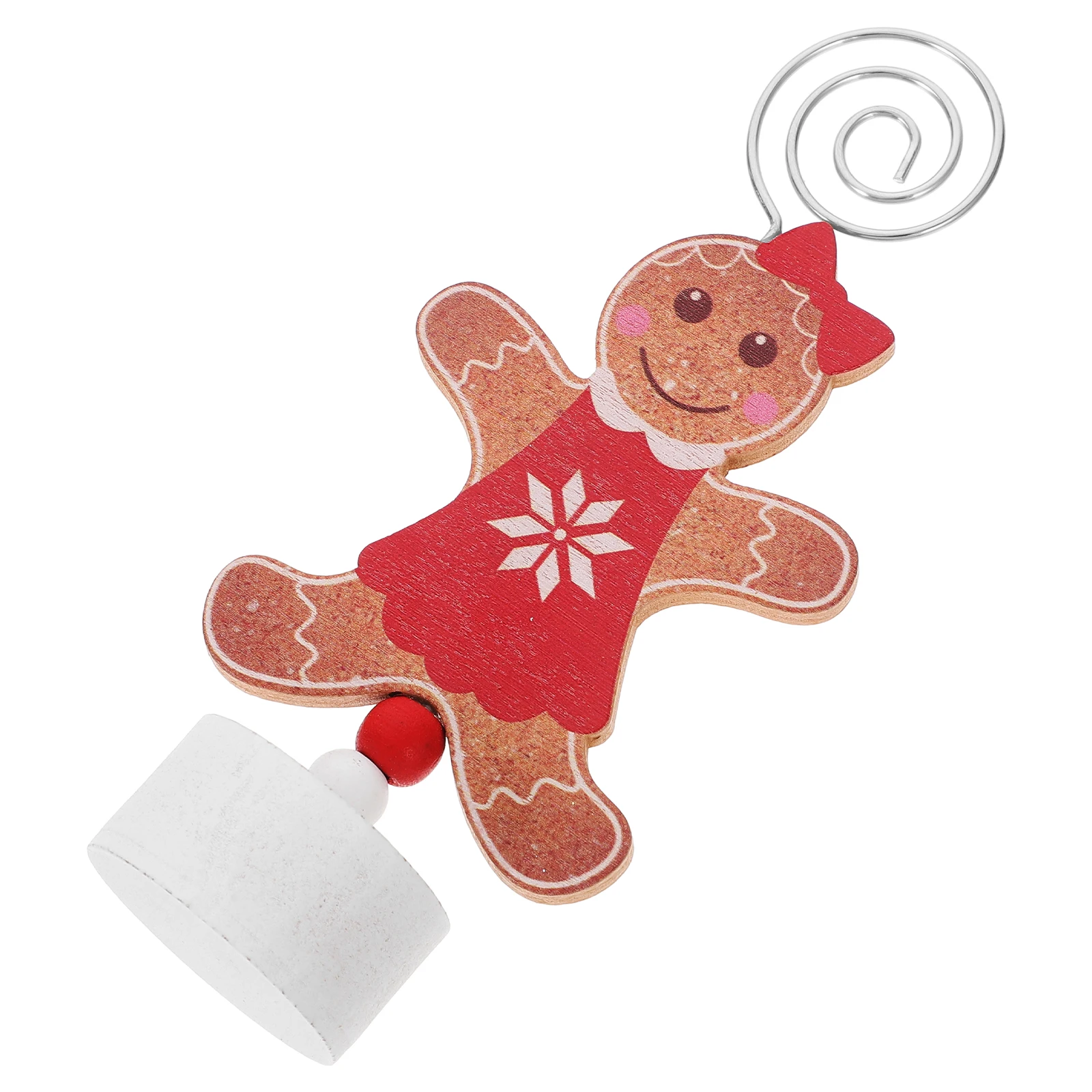 

Christmas Gingerbread Holder Wood Base Metal Clip Stand For Table Display Memo Note Desk Organization Photo