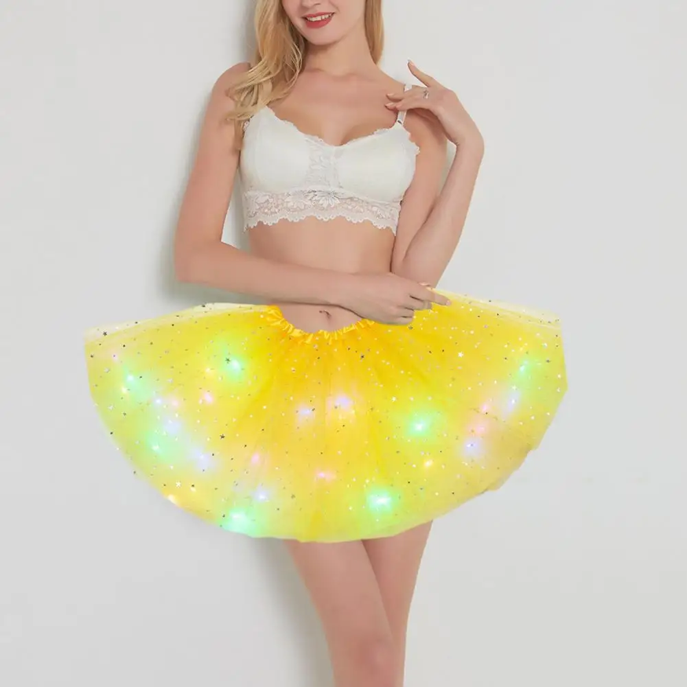 تنورة الأميرة LED للنساء ، تنورة الرقص القصيرة ، زي الحفلات ، ملابس النادي ، أداء الرقص ، تنورة قصيرة