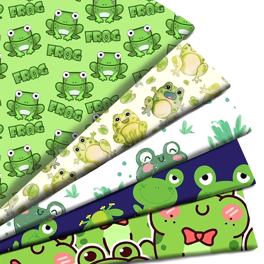 50*145cm Frog Patchwork Printed Polyester Cotton Fabric for Pre-cut Sewing Quilting Fabrics Needlework Material DIY Handmade