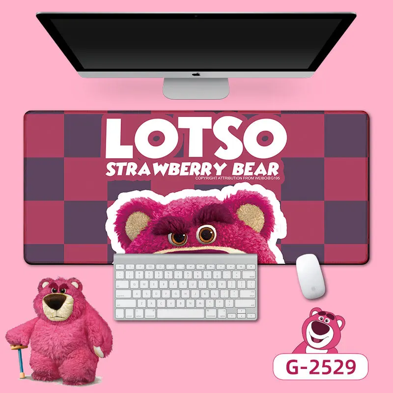 Lotso Mouse Pads Strawberry Bear Lucky Mouse Pads Besar Non-slip Gaming Keyboard Mousepad Komputer Laptop Kantor Desktop Mat