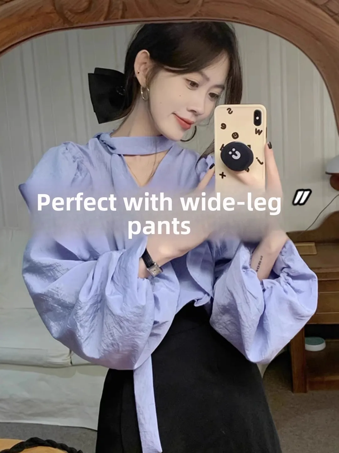 

Фиолетовая женская рубашка из хлопка и льна в корейском стиле, с рукавами-фонариками, свободного кроя, с длинными рукавами, V-образным вырезом, на пуговицах, для ранней весны