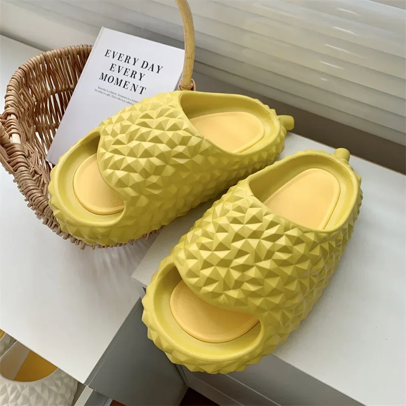 Funny Durian Slippers Thick Bottom EVA Couple Sandal for Men Women Platform Anti-Slip Sandals Soft Casual Bathroom Flip Flops