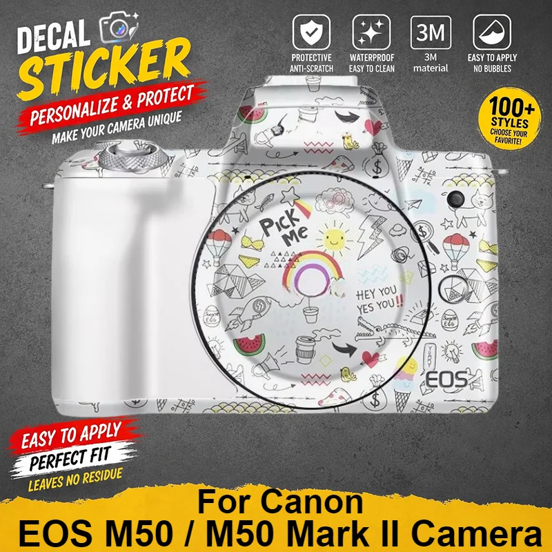 For Canon EOS M50 / M50 Mark II Camera Skin Protective Sticker Anti-Scratch Vinyl Wrap Premium Body Decal Cover Color blocking