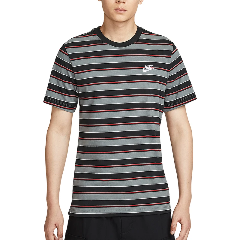 Nike véritable été hommes décontracté rayé doux respirant à manches courtes HJ0551-011