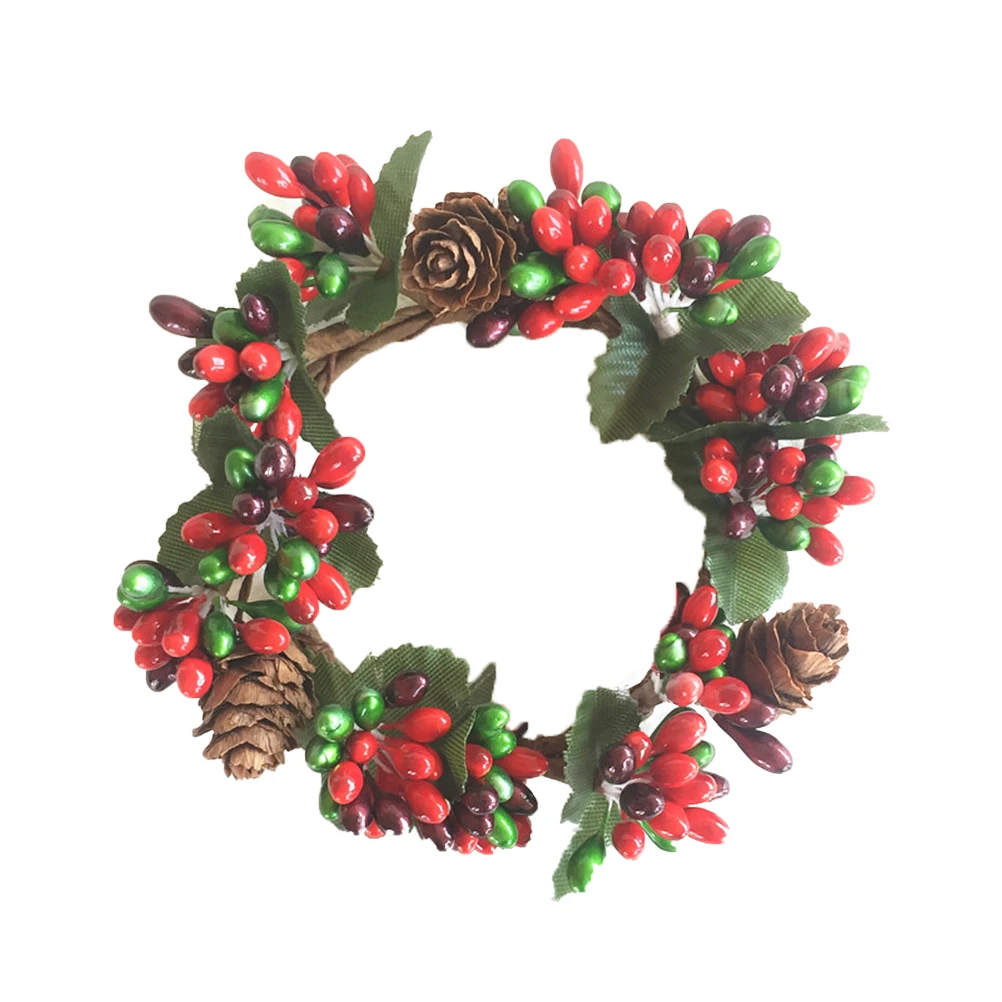 

2pcs Christmas Wreath Wax Table Ornament Garland Decoration Door Greenery Xmas Household Festive Joyful Elegant Lifelike