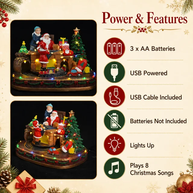 Santa Claus Gift Factory, Spinning Train Music Ornament, Festive Desktop House Decoration, Home Decor, Gift 6 Santa Claus Gift Factory, Spinning Train Music Ornament, Festive Desktop House Decoration, Home Decor, Gift 6
