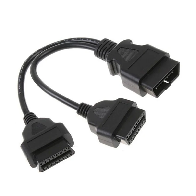 Obd2 16 دبوس تمديد كابلات 30 سنتيمتر ذكر إلى ثنائي أنثى Y الفاصل obd 16pin كابل 1-2 obd موصل محول