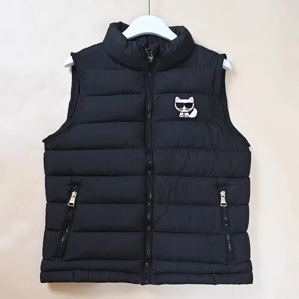 Thickened Cotton Vest for Women with Stand Collar Embroidered Cartoon  Design Warmth And Style Perfect for Winter Wear