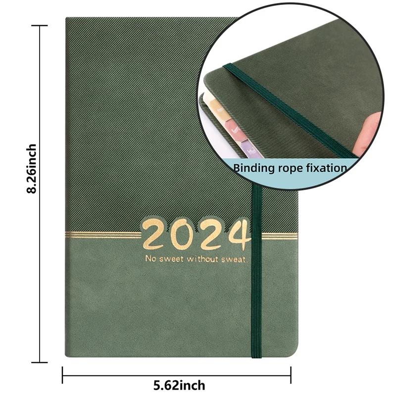 5 قطع مخططة يناير 2024 - ديسمبر 2024، دفتر ملاحظات منظم تقويم الشهر مقاس 5.6 بوصة × 8.26 بوصة