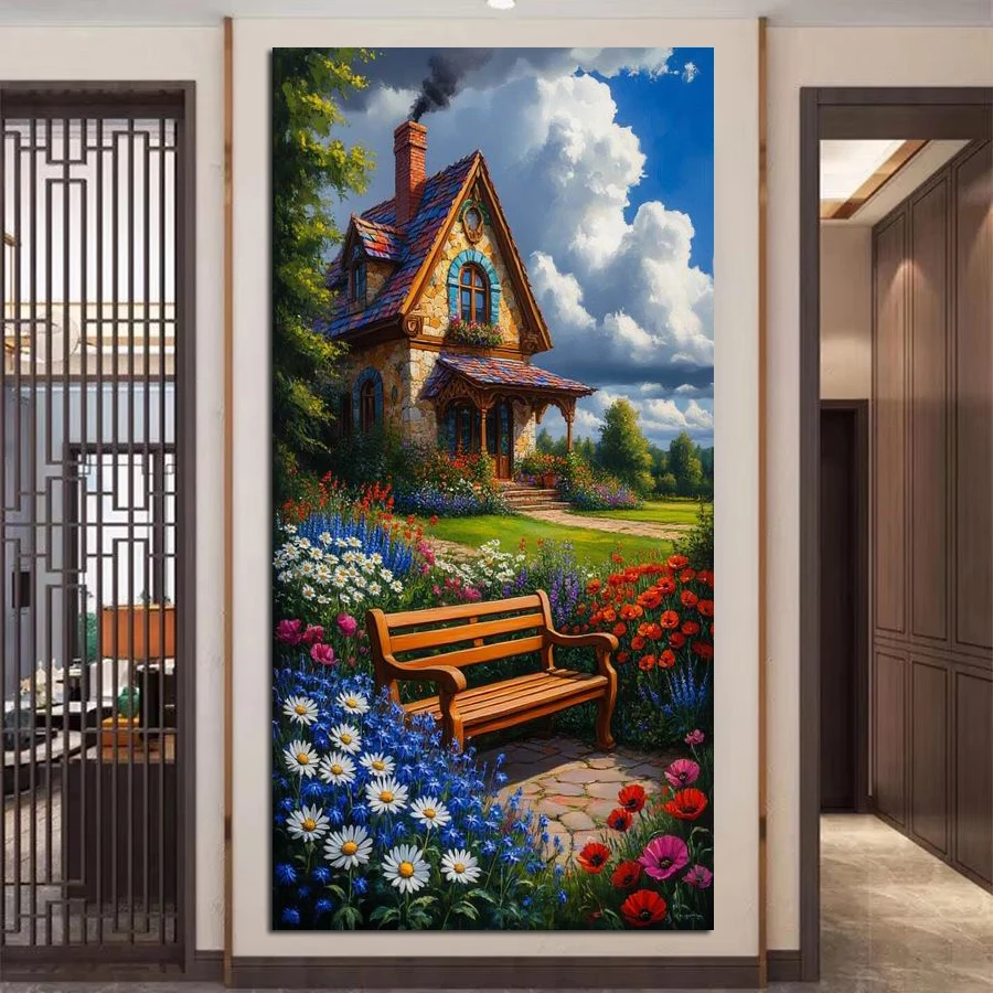 

Дом, сад, пейзаж, цветы, мозаика, картина, большой размер, наборы для алмазной живописи «сделай сам», полная ювелирная вышивка, фотографии 100x200 см