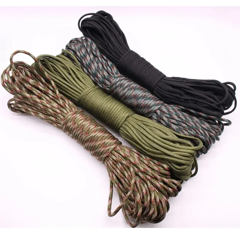 Corda Paracord de 31M com 7 Fios, Corda Tática 550, Diâmetro de 4mm para Camping ao Ar Livre, Sobrevivência, Cordão, Corda de Paraquedas, Acessórios para Tenda de Caminhada