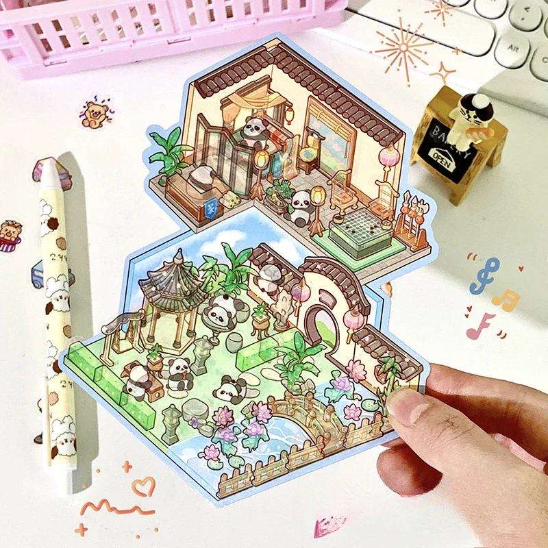 

Cartoon Landscape StickerS DIY Decor 3D Stacking Make Scene StickerS Handmade Scrapbook Sticker Stationery