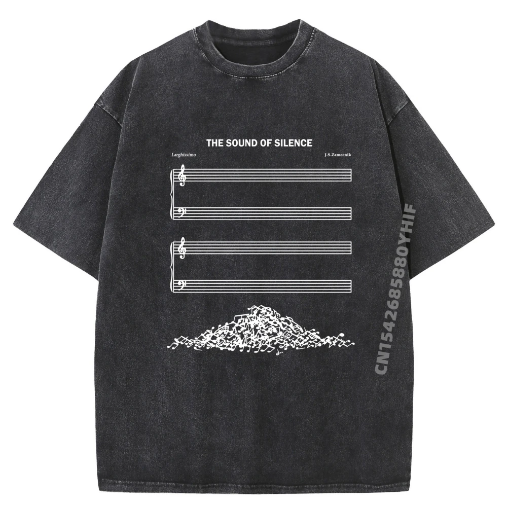 

Мужская дизайнерская футболка The Sound Of Silence Music Lover, забавные подарки, мужская потертая рубашка большого размера, уличная одежда, топы