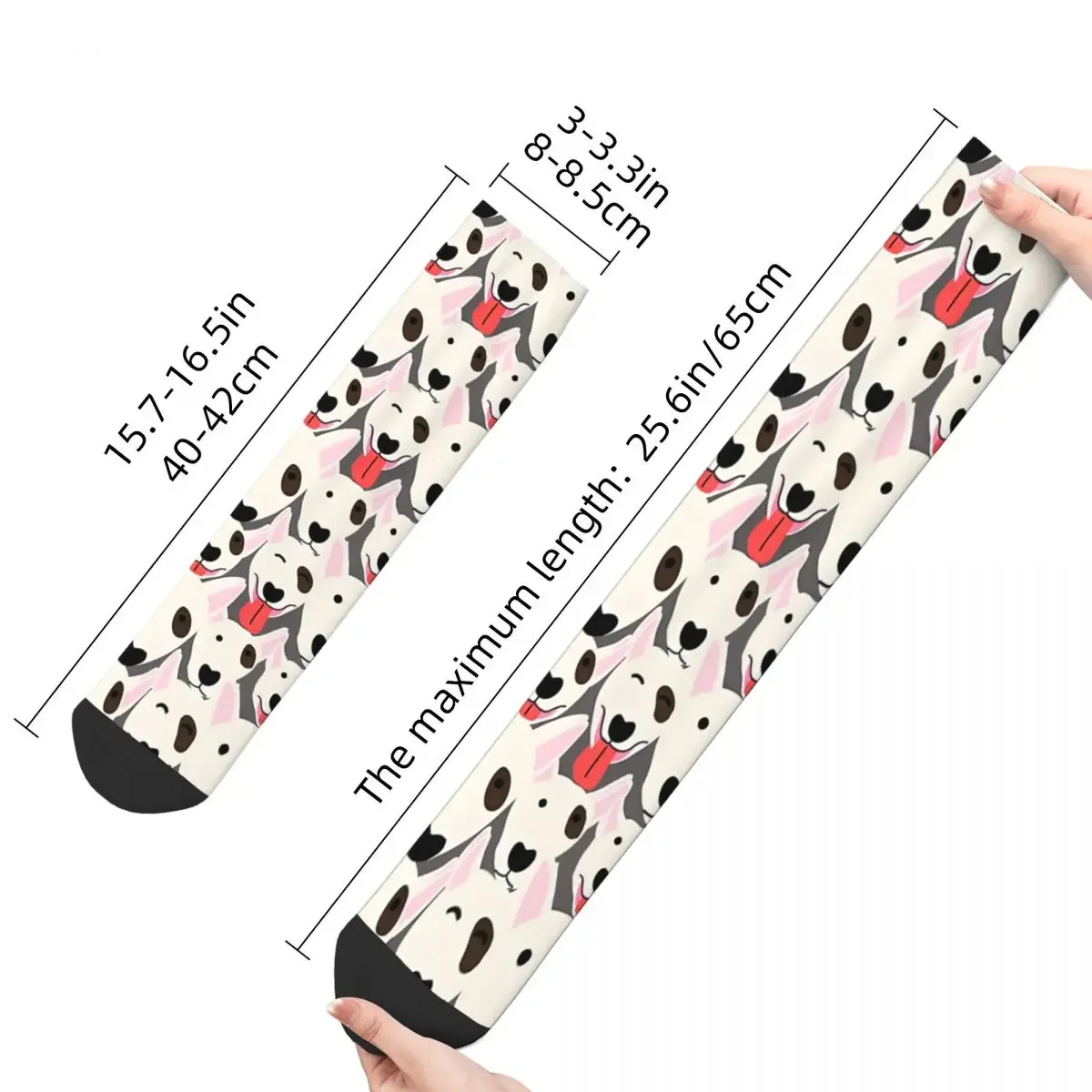 Funny Happy Sock for Men Pattern Vintage Bull Terrier Pet Dog Breathable Pattern Printed Crew Sock Casual Gift