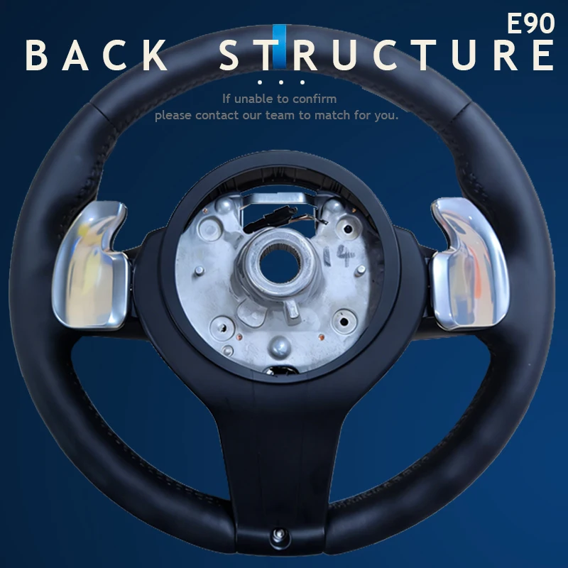 Blue Stripe Leather M Sport Steering Wheel for BMW E90 E53 E70 E71 E84 E92 E93 X5/X6 E Serise Modify M3 M5 with Shifter Paddle view 2