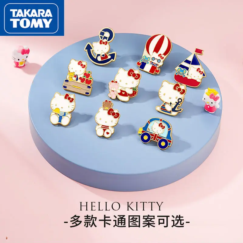 

TAKARA TOMY Hello Kitty Brooch Ladies Anti-glare Decorative Collar Brooch Girls Cute Sweet Fixed Clothes Decoration Brooch