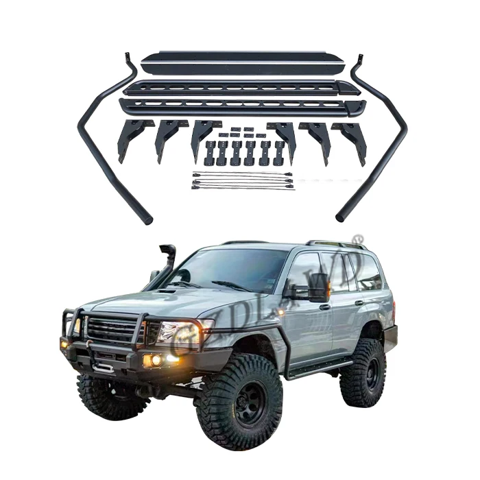 

Steel 4x4 Side Steps and Brush Bars For Land Cruiser 100 Series GXL HDJ100 LX470 1998-2007 4x4 Accessories Running Board