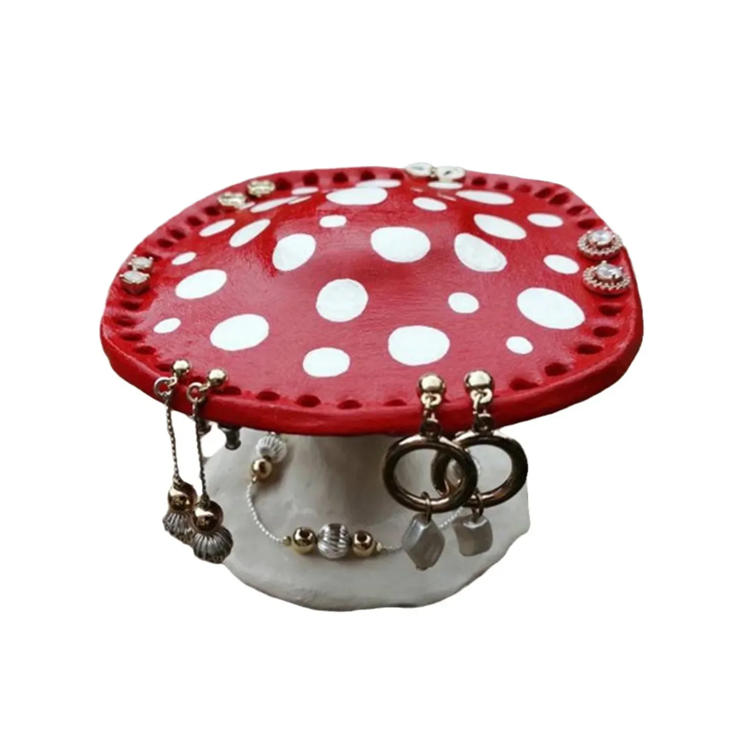 Resin Mushroom Earring Holder 26 Holes Earrings Storage Rack 9x9cm Display Rack Home Desktop Ornament Stand Organizer Decor