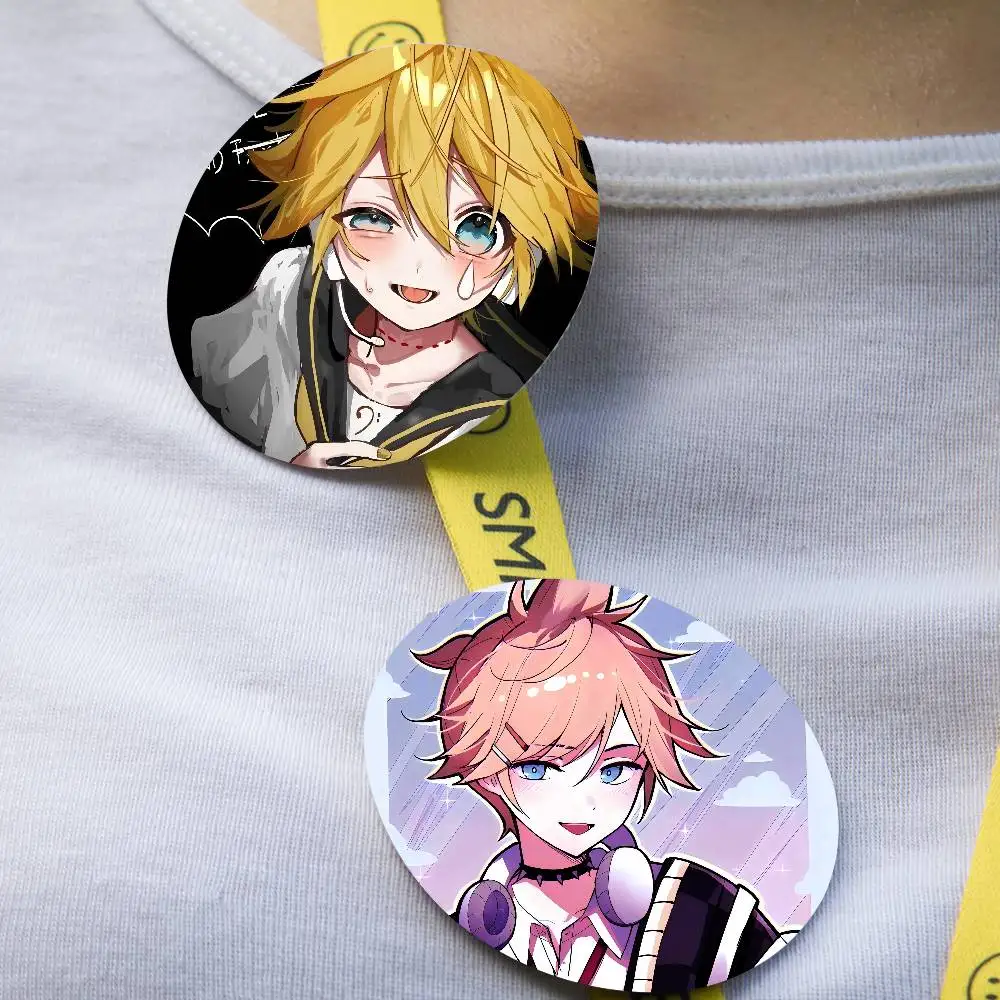 K-Kagamine-Len broches de dessin animé Badge d'anime broche ronde faite à la main épingles à revers bijoux pour sac à dos vêtements cadeaux S