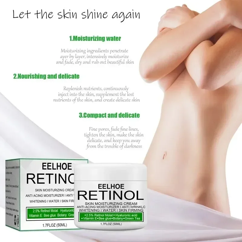 Creme Clareador Rosto e Corpo, Retinol Iluminar, Reparar Axila, Cotovelo, Clareamento Hidratante Nádega, Área Íntima, Cuidados com a Pele