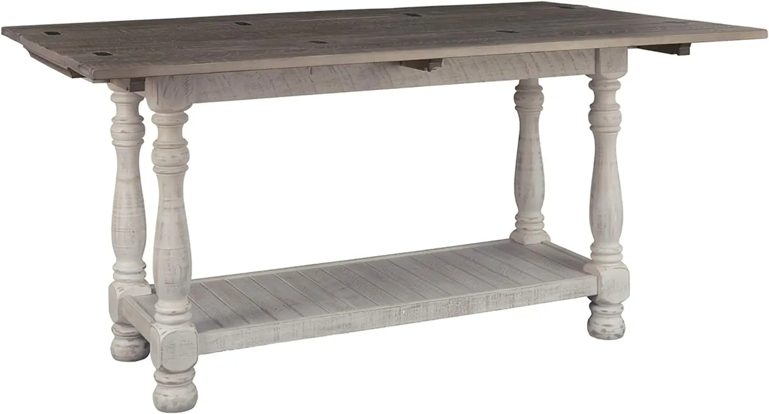 Imagem -04 - Ashley Havalance Farmhouse Sofa Table Flip Top Design para Espaço de Jantar Adicional e Prateleira Inferior Fixa