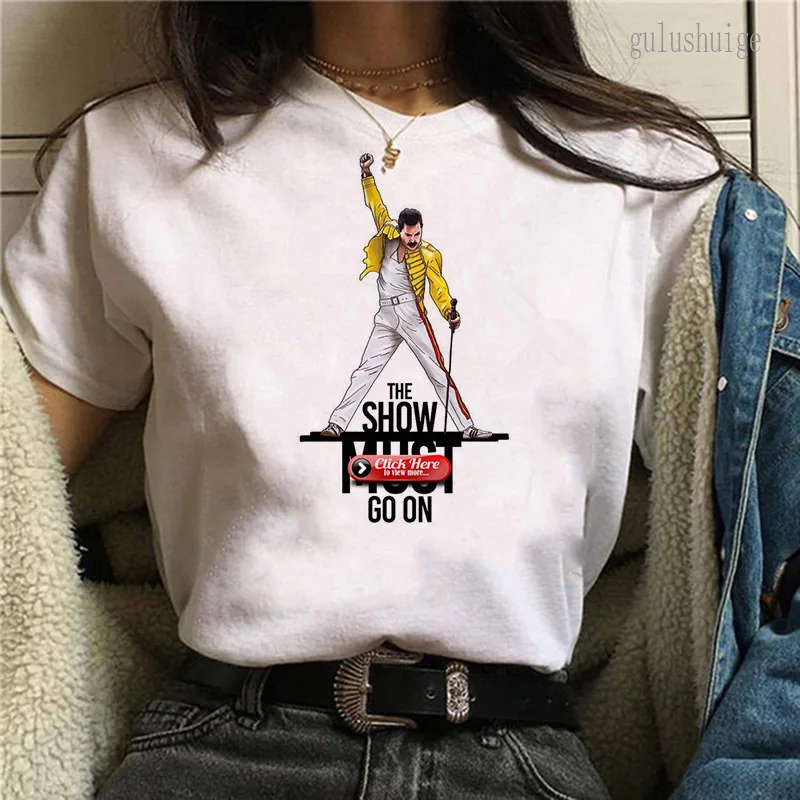 Freddie Mercury Queen Band T Shirt Donna Harajuku Estate Casual Streetwear Maglietta Kawaii Ullzang T-shirt Casual Top Tees Donna