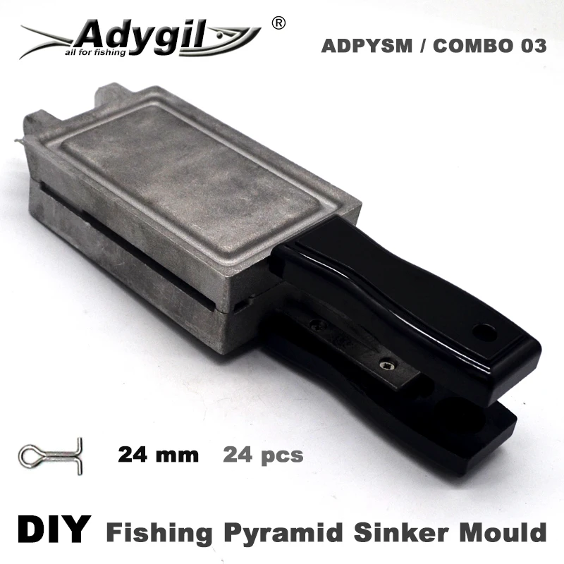 Adygil stampo per platina piramide fai da te con 4 cavità e 100g 120g 150g 200g per la pesca in acqua salata, 24 pezzi 24mm S/S occhielli include