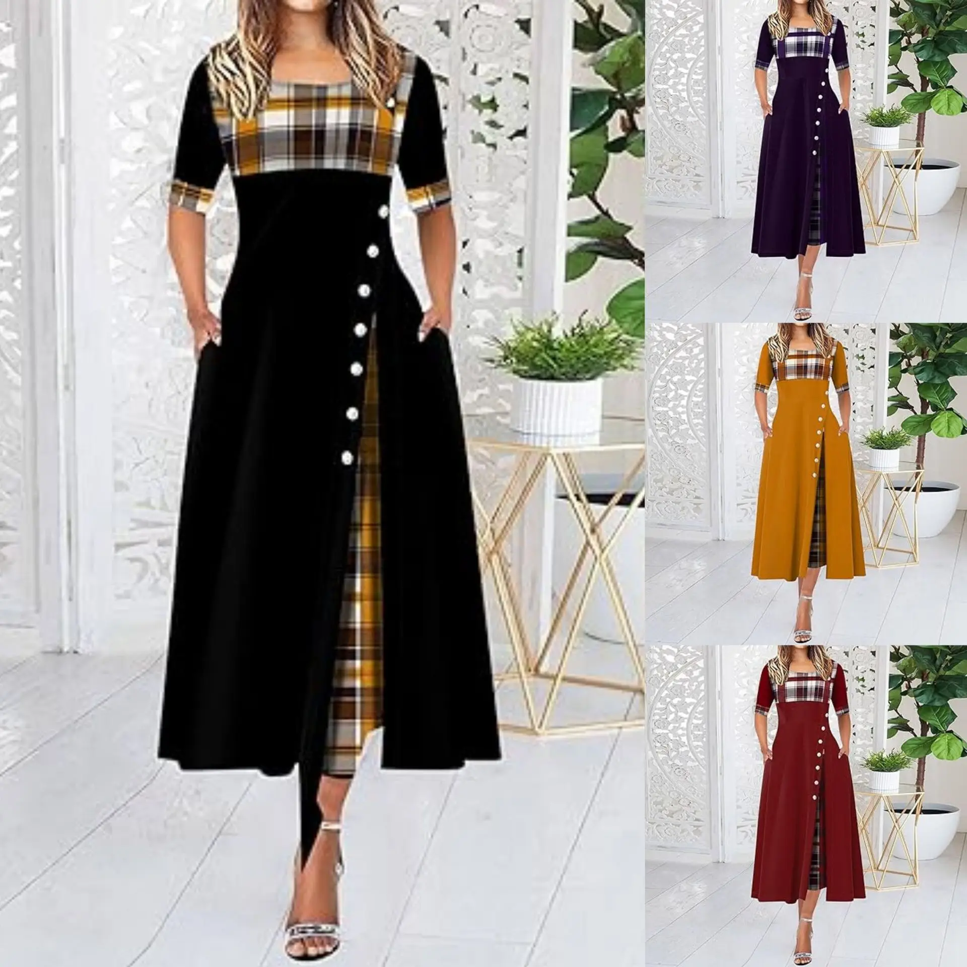 Frauen lose Boho Vintage Rüschen befree Sommer bedruckte Tasche Frühling Winter elegantes Party kleid Sommerfest Maxi kleider