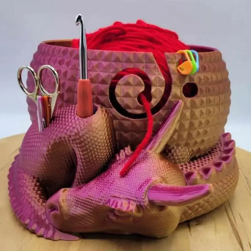 Mangkuk penyimpanan benang rajut, tempat penyimpanan benang rajut, wadah benang rajut naga dan telur benang rajut