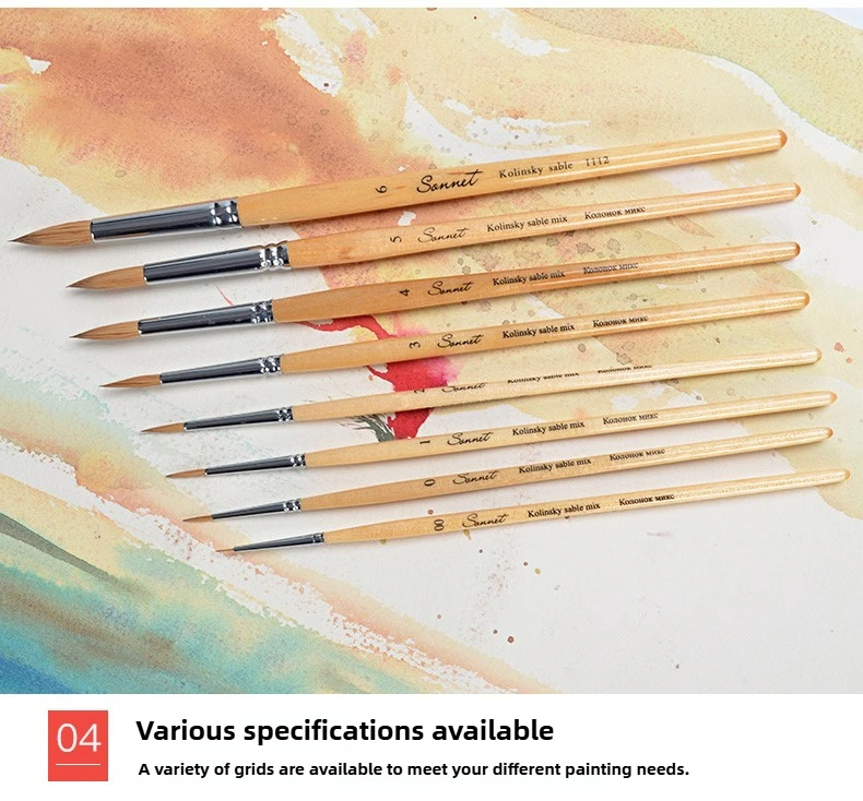 1Pcs Russische Weiße Nächte Sonnet Nerz Mix Haar Malerei Pinsel Haken Linie Stift für Wasser Farbe Malerei Zeichnung Schule kunst Liefert – Detail 7