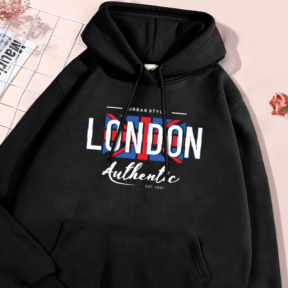 Sudaderas con capucha con letras auténticas de Londres para hombre, ropa informal sencilla, Sudadera con capucha de lana, jersey de alta calidad para otoño, Sudadera con capucha Flexible, Tops cómodos