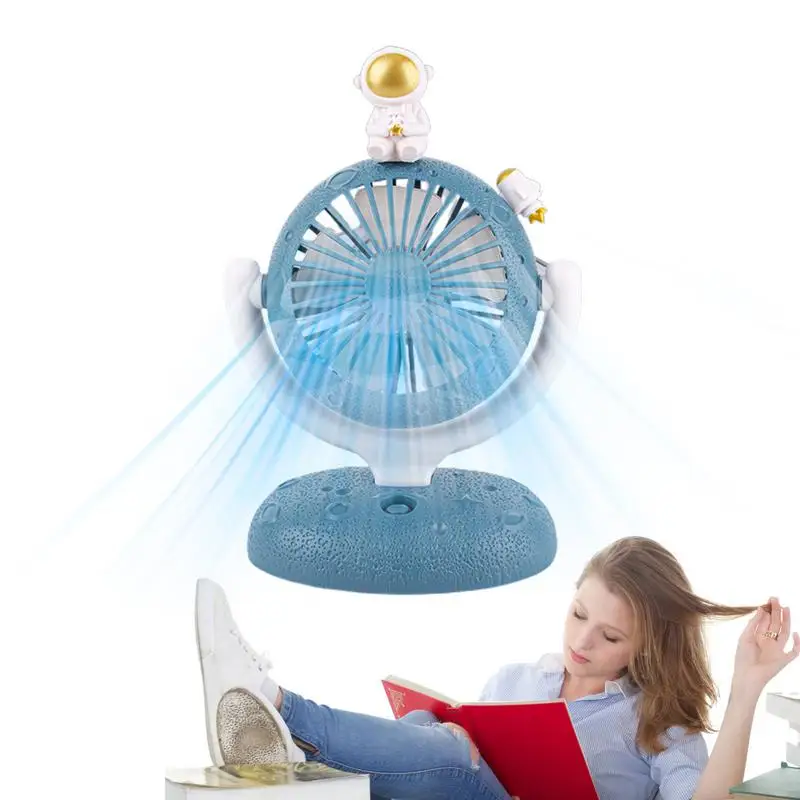 Desk Fan USB Personal Astronaut USB Fan Strong Wind 3 Speeds 180 Degree Rotate Desk Fan With Night Light Table Fan For Home