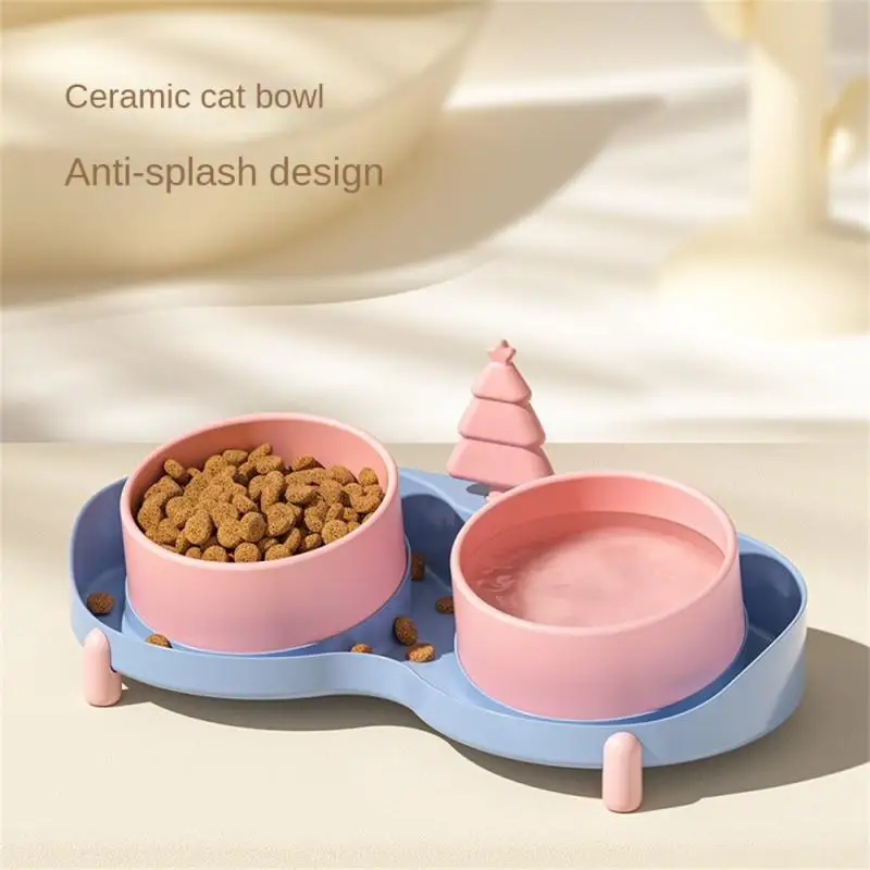 

Dog Food Basin Leak-proof Elevated Anti-knock Pet Feeder Pet Cat Bowl Tilt Design Pet Supplies Cat Rice Basin Pet Double Bowls