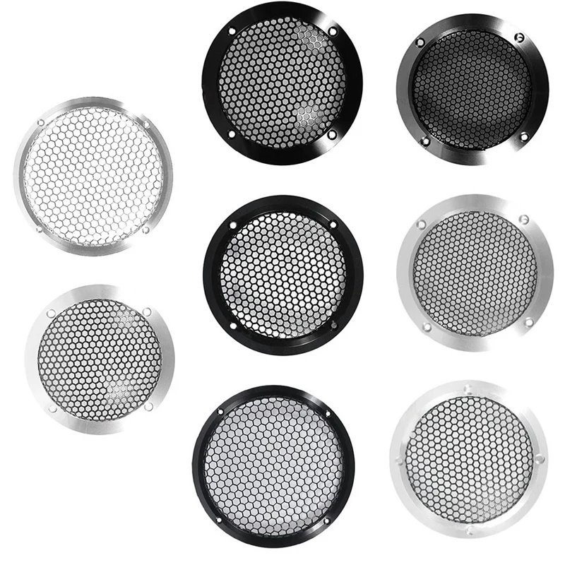 Aluminum Car Tweeter Speaker Grill Cover Full Metal Mesh Grille For Audio Enhancement 3.5Inch Silver