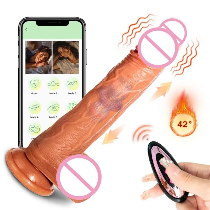 Realistischer Dildo-Vibrator für Frauen, Sexspielzeug, Heizung, großer Schwanz, Fernbedienung, Penis, Teleskop-Vibratoren, Anal-Frauenstimulator 18