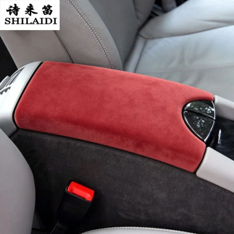 Image of Wildleder-Optik Abdeckung für Mercedes Benz E-Klasse W211 2001-2026 Mittelkonsole Aufbewahrungsbox Armlehnenabdeckung Aufkleber Zierleiste