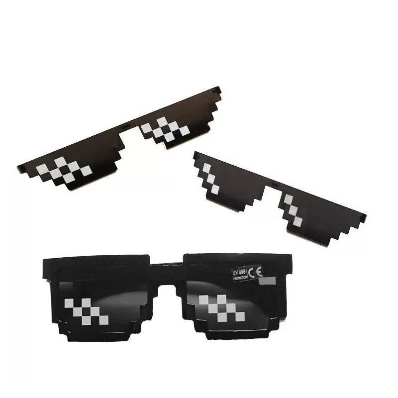 Mosaic Sunglasses for Mens Womens Pixel Black Retro Gamer Robot Sunglasses Cool Party Vintage Shades Eyewear Gift Toy Glasses