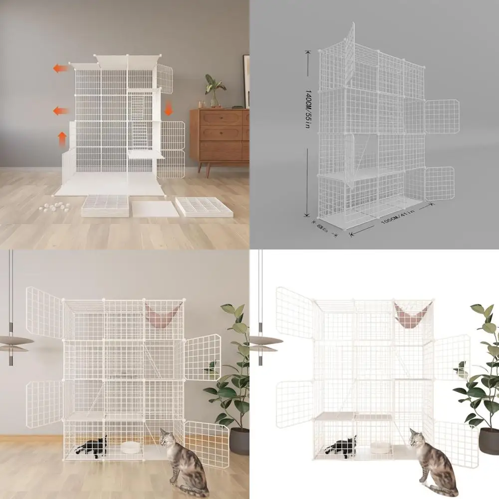 

Крытый кошачий корпус со съемными питомниками из металлической проволоки, большой манеж для 1-3 кошек с пластиковыми платформами