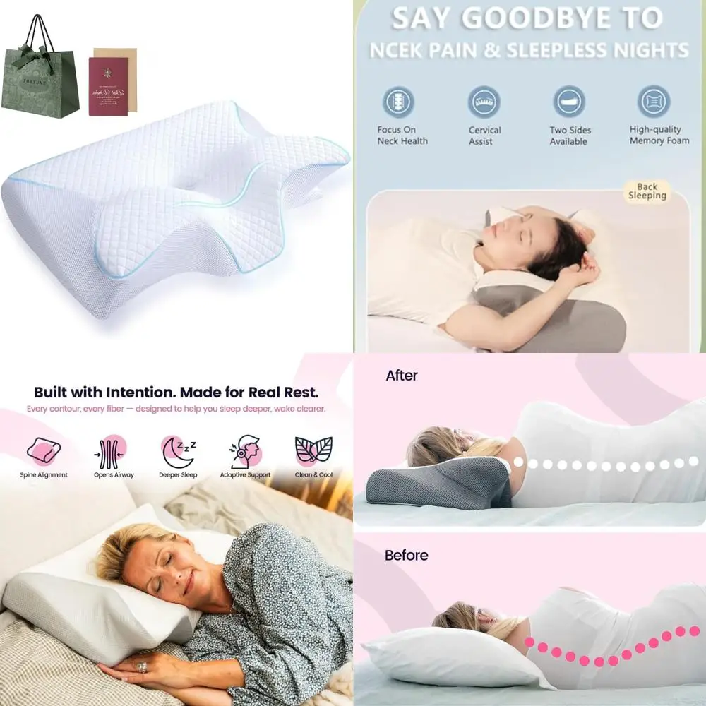 

Ergonomic Sleep Pillow by Somvia - Neck Support for Side, Back, and Stomach Sleepers with Pain Relief (White)