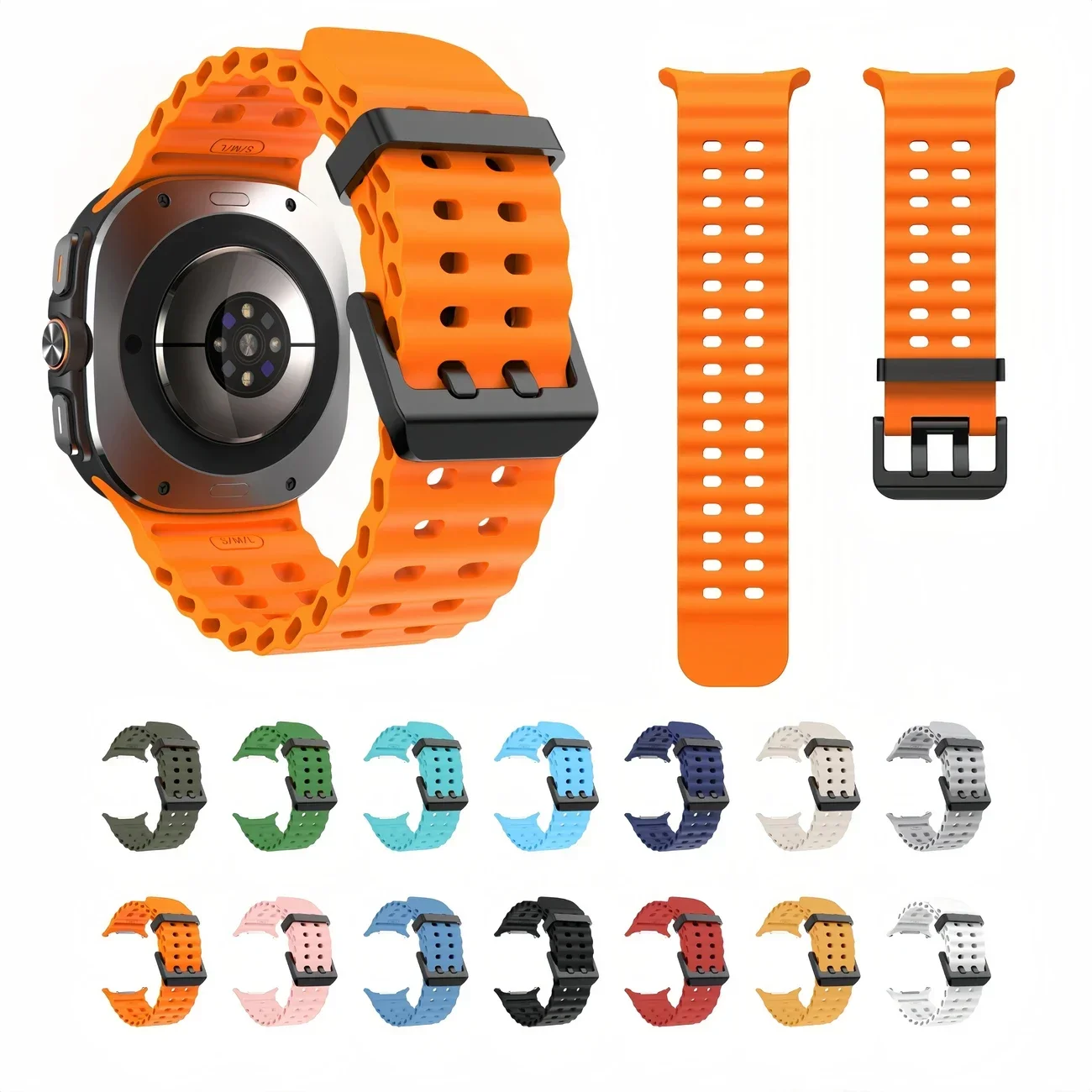 Sportarmband für Samsung Galaxy Watch Ultra 47 mm Silikonarmband KEINE Lücken Ozean-Armband Aquatics Watch 7 47 mm Offizielles Armband