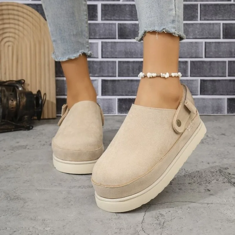 

2025 женские тапочки с толстой подошвой, обувь с ремешком сзади, повседневные тапочки большого размера, сандалии на платформе без шнуровки, женские шлепанцы