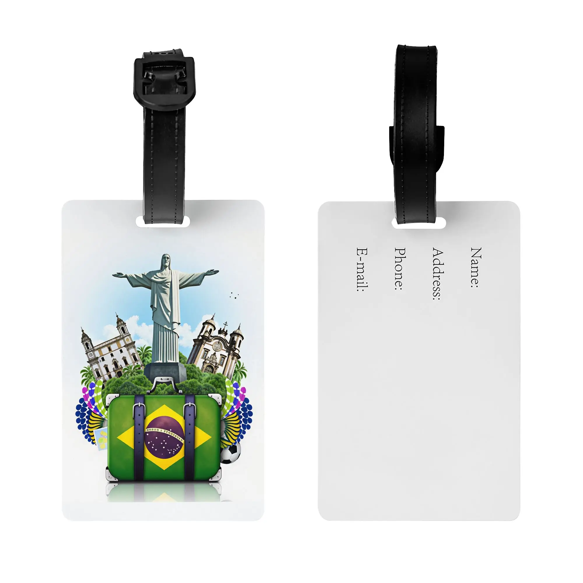 Custom Brazil Landmark Vintage Travel Suitcase Print Luggage Tag Privacy Protection  Baggage Tags Travel Bag Labels Suitcase