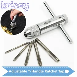 Adjustable T-Handle Ratchet Tap Reamer Hand Manual Holder Wrench M3 M4 M5 M6 M8 Metric Machine Screw Thread Plug T-shaped Tool