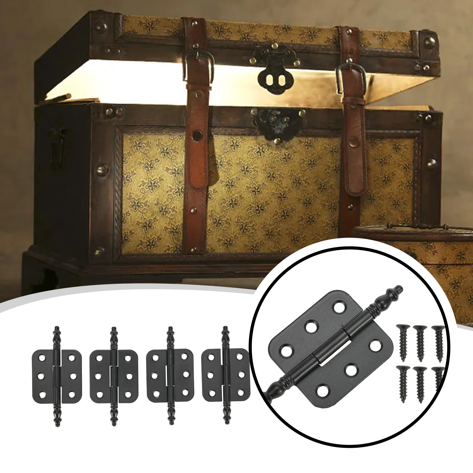 Perfect Match New Home Shop Hinges Decoration Hinges 6 Holes Antique Crown Head Beautiful Decorative Easy To Install