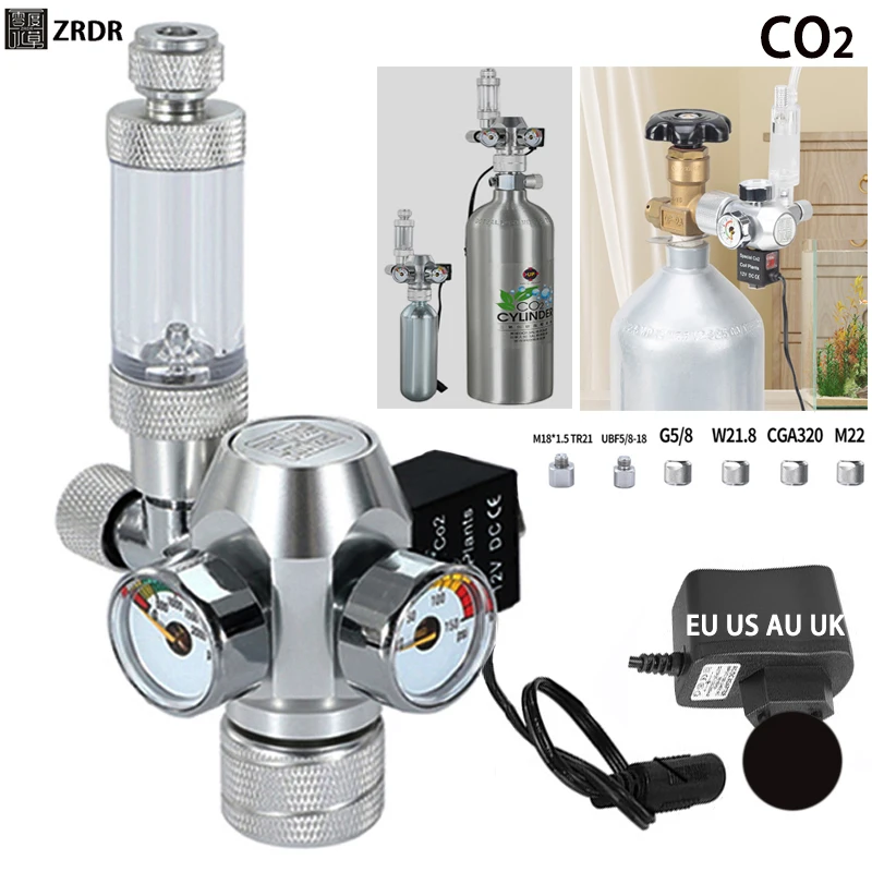 

New DIY Aquarium CO2 Regulator Electromagnetic Valve Bubble Counter CO2 Control System Fish Tank CO2 Pressure Reducing Valve